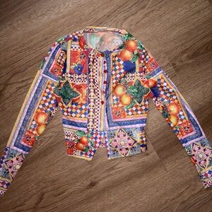Women's Multicolor Printed Zip-Up Jacket